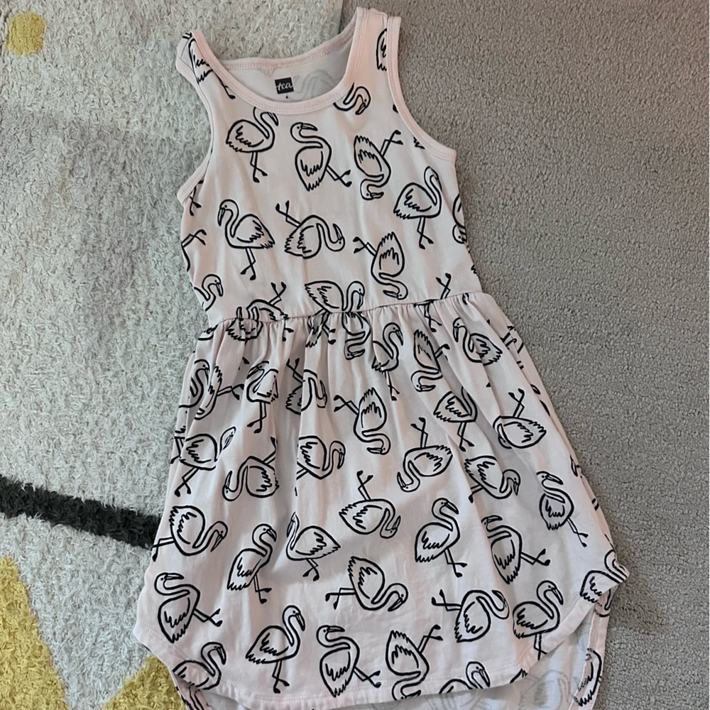 Tea Collection Skirted Tank Dress Flamingo Fiesta - Size 4T - Pink